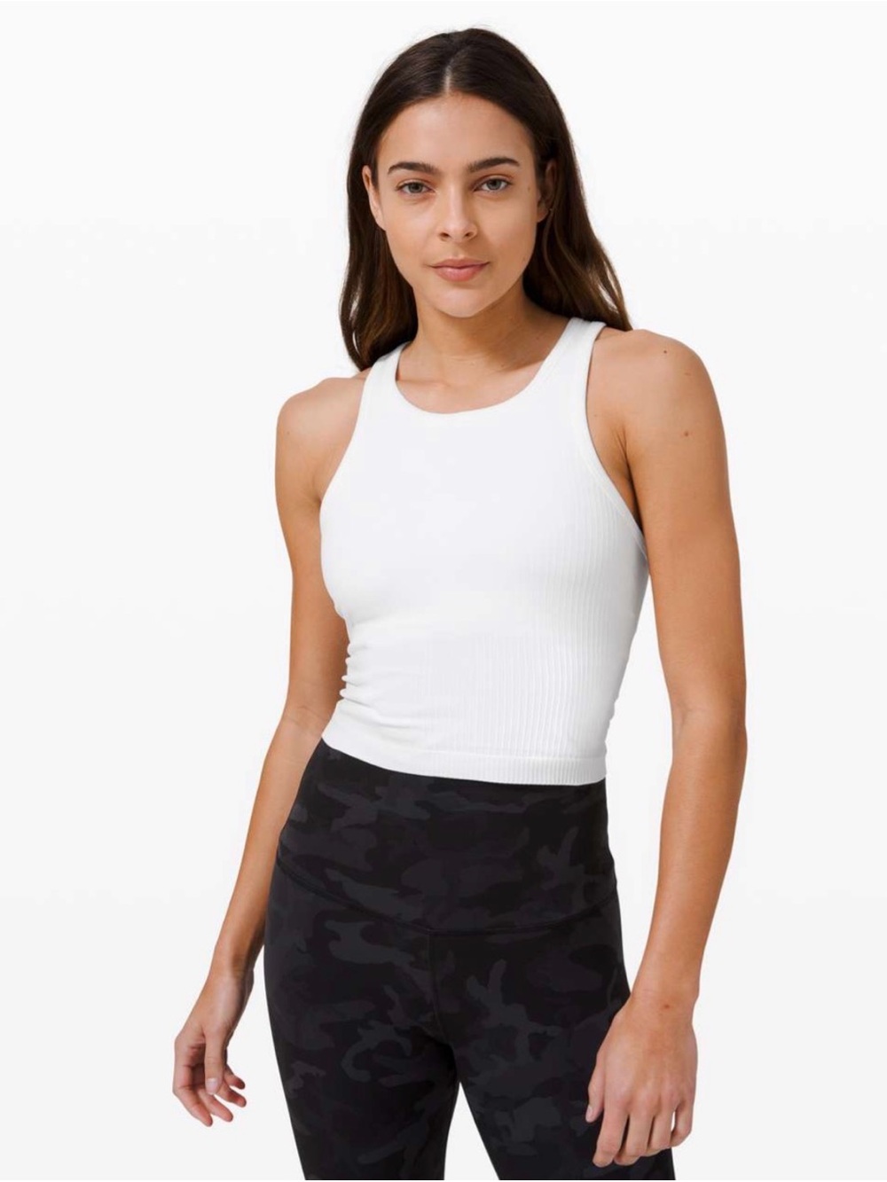 Lululemon Ebb To Street Ribbed Racerback Crop Tank Top in White